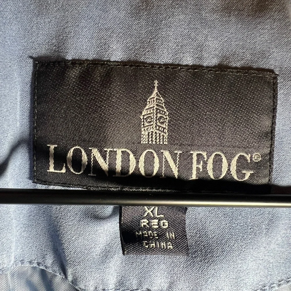 London‎ Fog Faux Suede Trench Coat Jacket in Baby Blue and Grey, Women's Size XL